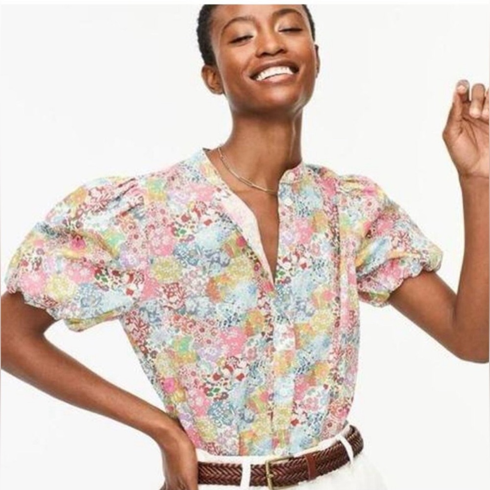 J Crew short puff-sleeve top in Liberty® Patchwork Dream floral size 10